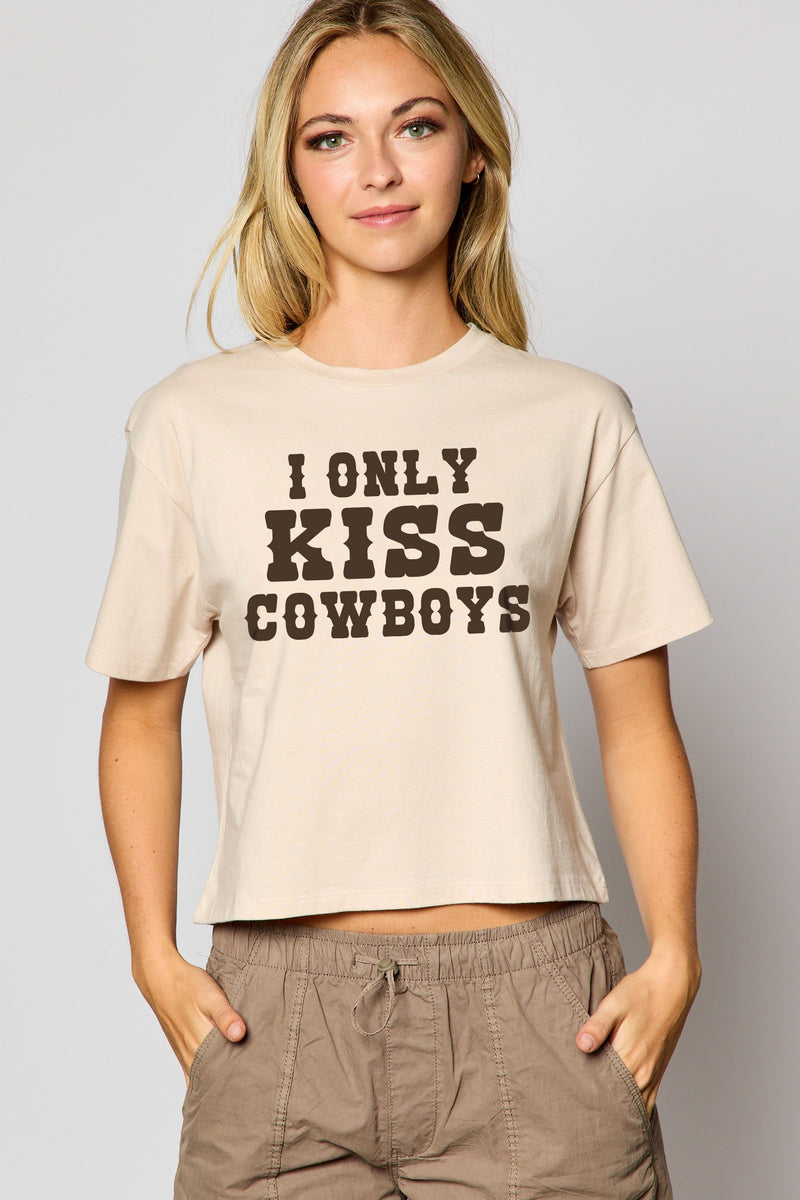 I Only Kiss Cowboys Graphic Crop Tee