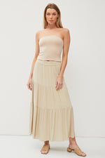 Smocked Waist Tiered Maxi Skirt