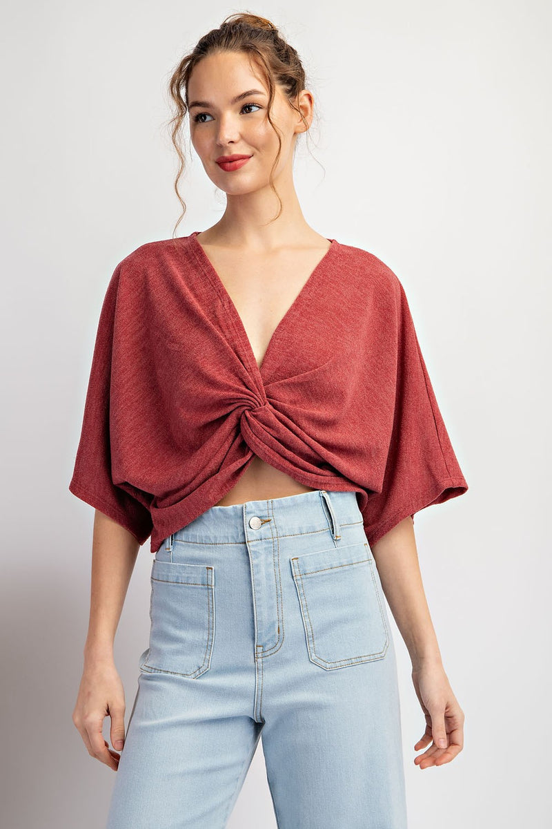 Twist & Tie Front Short Sleeve Top