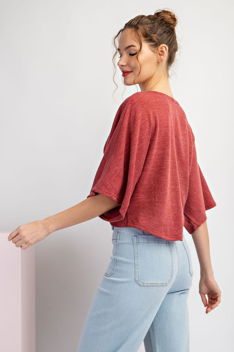 Twist & Tie Front Short Sleeve Top