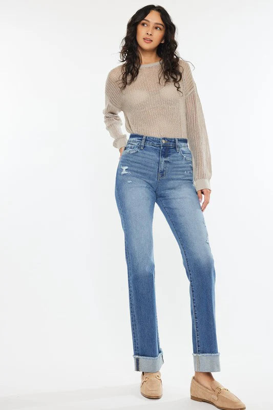 KanCan Straight Leg Cuffed Jeans