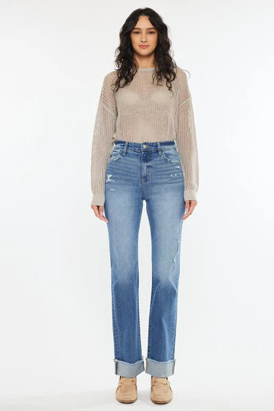 KanCan Straight Leg Cuffed Jeans