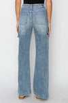 Risen Mid Rise Cargo Style Wide Straight Jeans