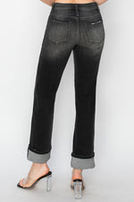 RISEN High Rise Straight Turn Up Cuff Jeans