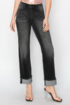 RISEN High Rise Straight Turn Up Cuff Jeans