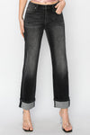 RISEN High Rise Straight Turn Up Cuff Jeans