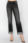 RISEN High Rise Straight Turn Up Cuff Jeans