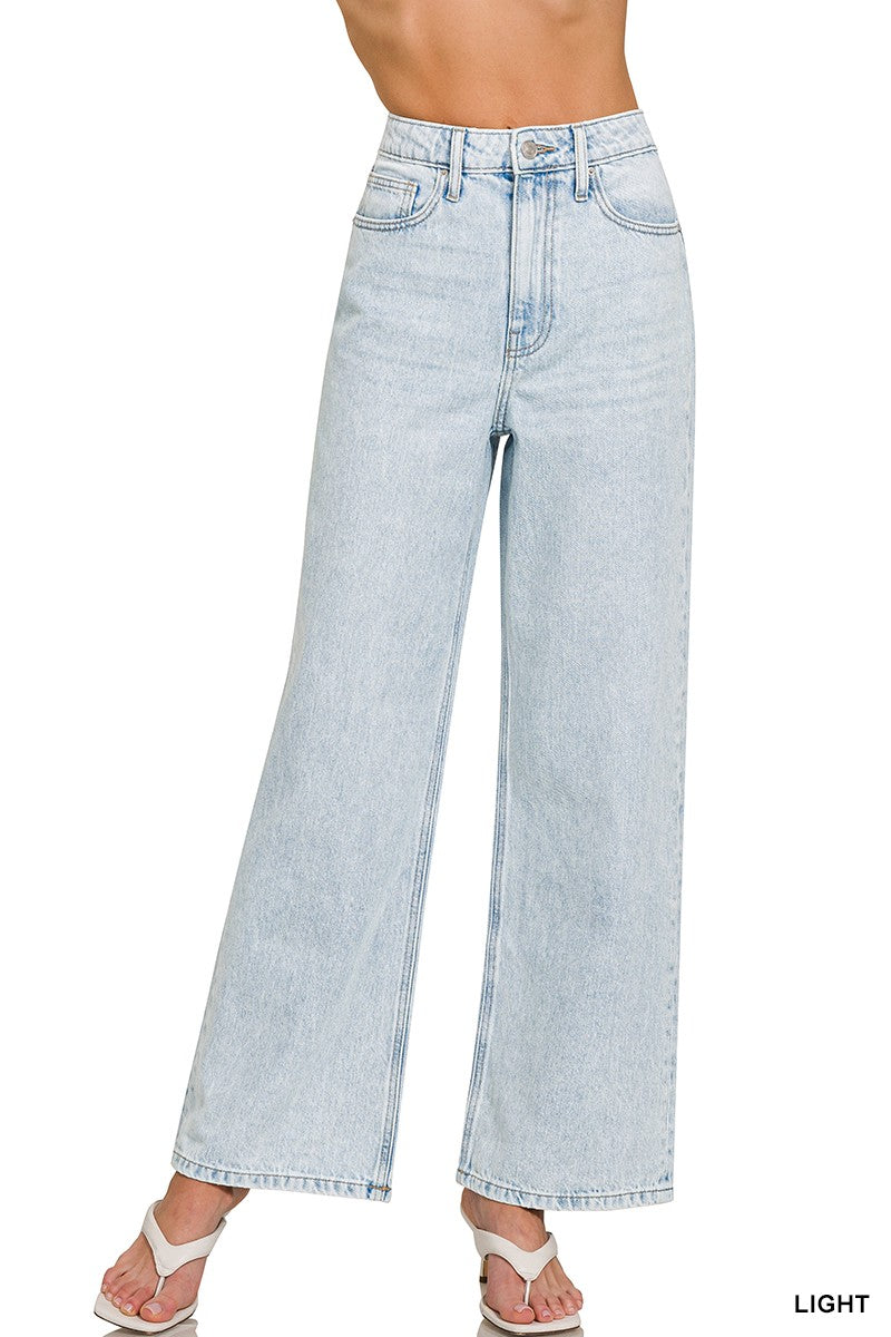 High Waist Wide Leg Straight Jeans