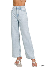 High Waist Wide Leg Straight Jeans