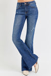 Risen Mid Rise Flare Small Distressed Long Jeans