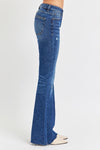 Risen Mid Rise Flare Small Distressed Long Jeans