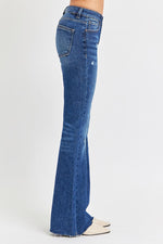 Risen Mid Rise Flare Small Distressed Long Jeans