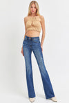 Risen Mid Rise Flare Small Distressed Long Jeans