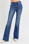 Risen Mid Rise Flare Small Distressed Long Jeans