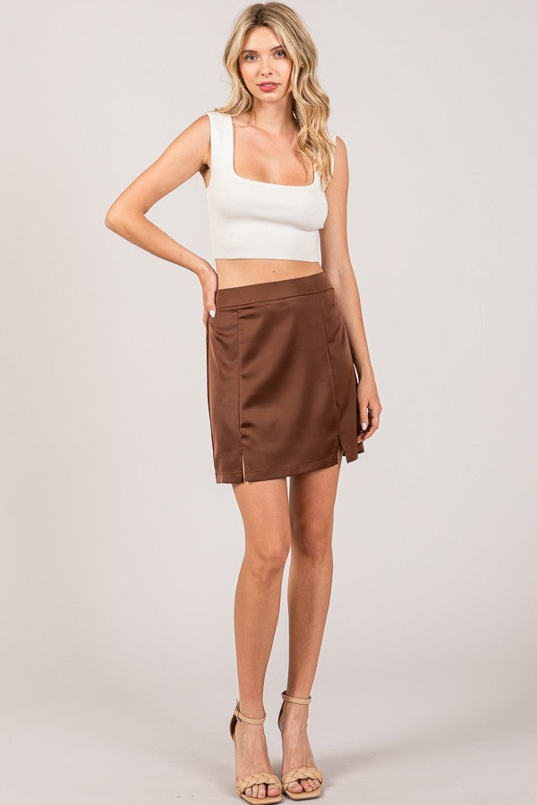 Satin A-line Short Skirt