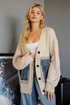 Denim Pocket Knit Cardigan