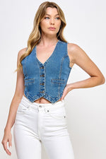 V-Neck Denim Vest