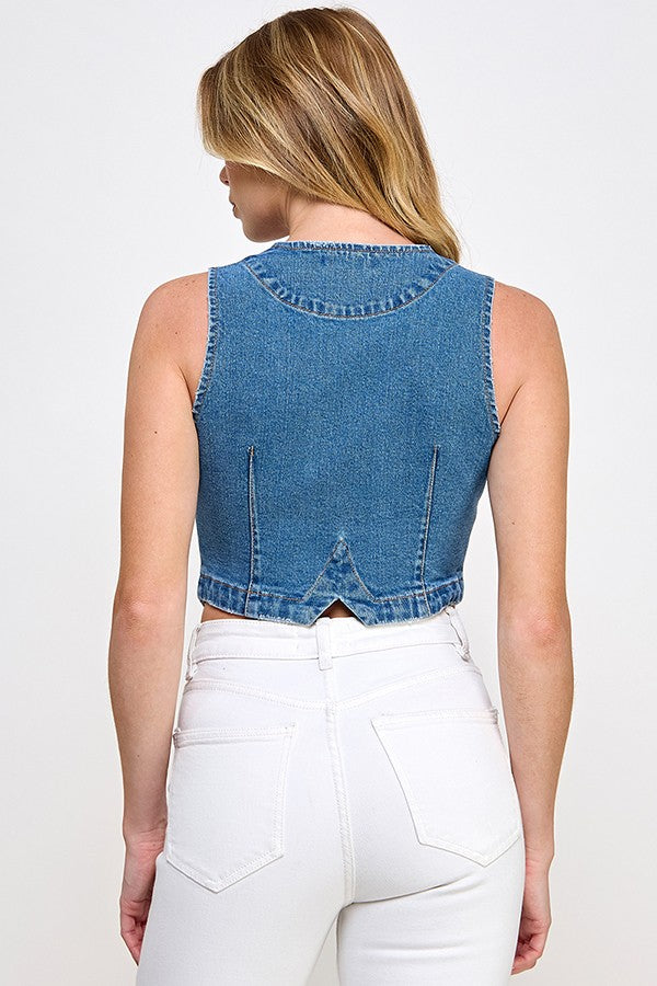 V-Neck Denim Vest