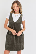 Casual Overall Corduroy Dress