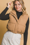 Cropped Puffer Vest with Pockets