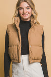 Cropped Puffer Vest with Pockets