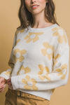 Crew Neck Floral Pattern Sweater