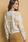 Crew Neck Floral Pattern Sweater