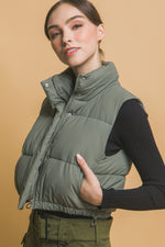 Cropped Puffer Vest with Pockets