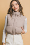 Cropped Puffer Vest with Pockets