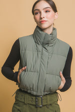 Cropped Puffer Vest with Pockets