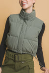 Cropped Puffer Vest with Pockets