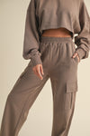 French Terry Oversized Crop Sweatshirt Set