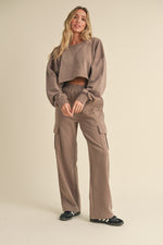 French Terry Oversized Crop Sweatshirt Set