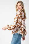 Floral Breeze Crinkle Long Sleeve Blouse