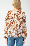 Floral Breeze Crinkle Long Sleeve Blouse