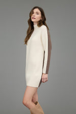 Colorblock Mock Neck Long Sleeve Sweater Dress