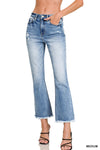 Zenana High Rise Straight Raw Hem Cropped Jeans