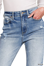 Zenana High Rise Straight Raw Hem Cropped Jeans