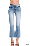 Zenana High Rise Straight Raw Hem Cropped Jeans