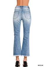 Zenana High Rise Straight Raw Hem Cropped Jeans
