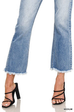 Zenana High Rise Straight Raw Hem Cropped Jeans