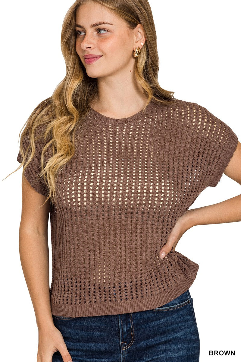 Crochet Knit Sheer Hollow Sweater