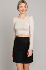 Suede Cross Stitch Mini Skirt