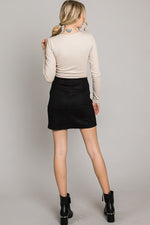 Suede Cross Stitch Mini Skirt