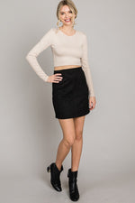 Suede Cross Stitch Mini Skirt