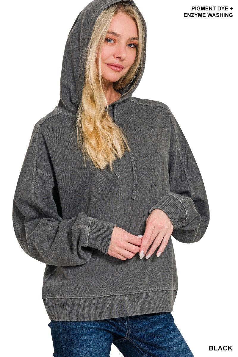 French Terry Pigment Dye & Enzyme Washing Hoodie