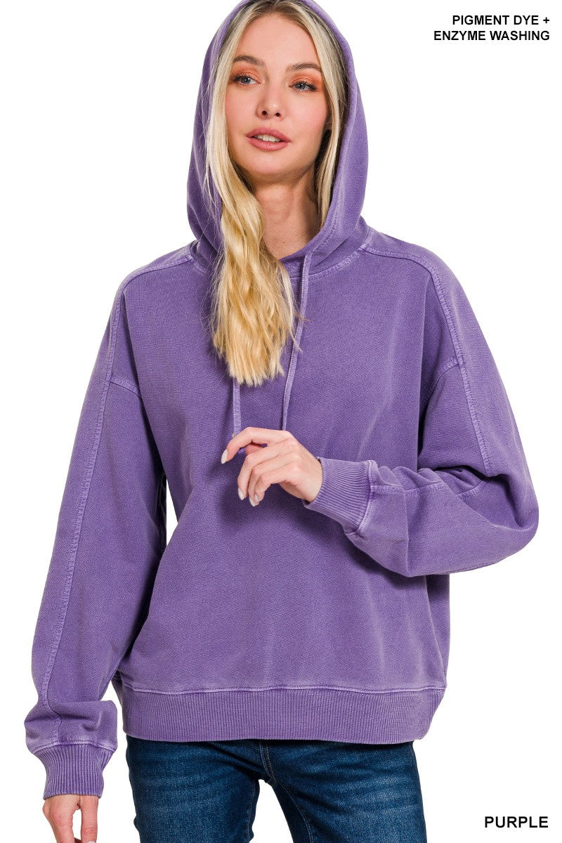 French Terry Pigment Dye & Enzyme Washing Hoodie