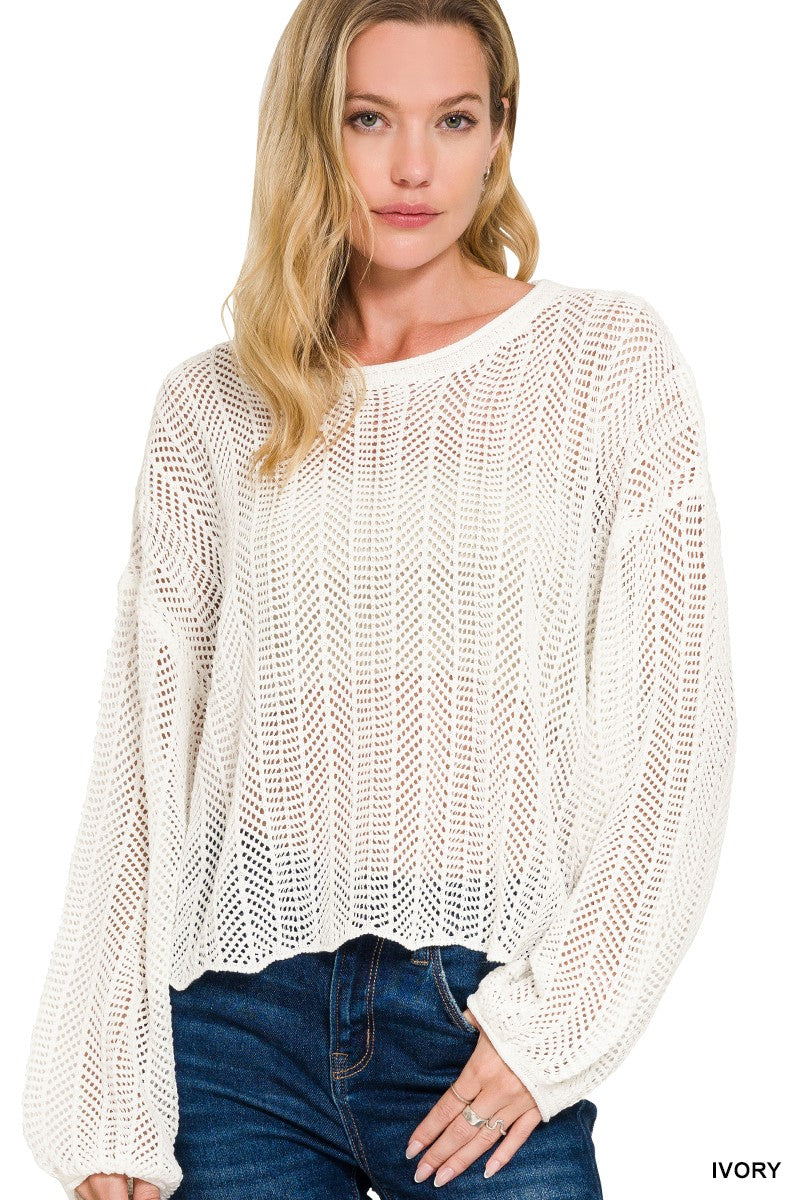 Hollow Out Long Sleeve Sweater