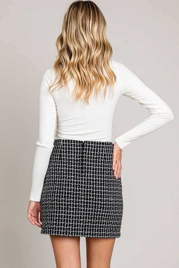 Check Tweed Mini Skirt