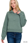 Fleece Half Zip Kangaroo Pocket Sweatshirts